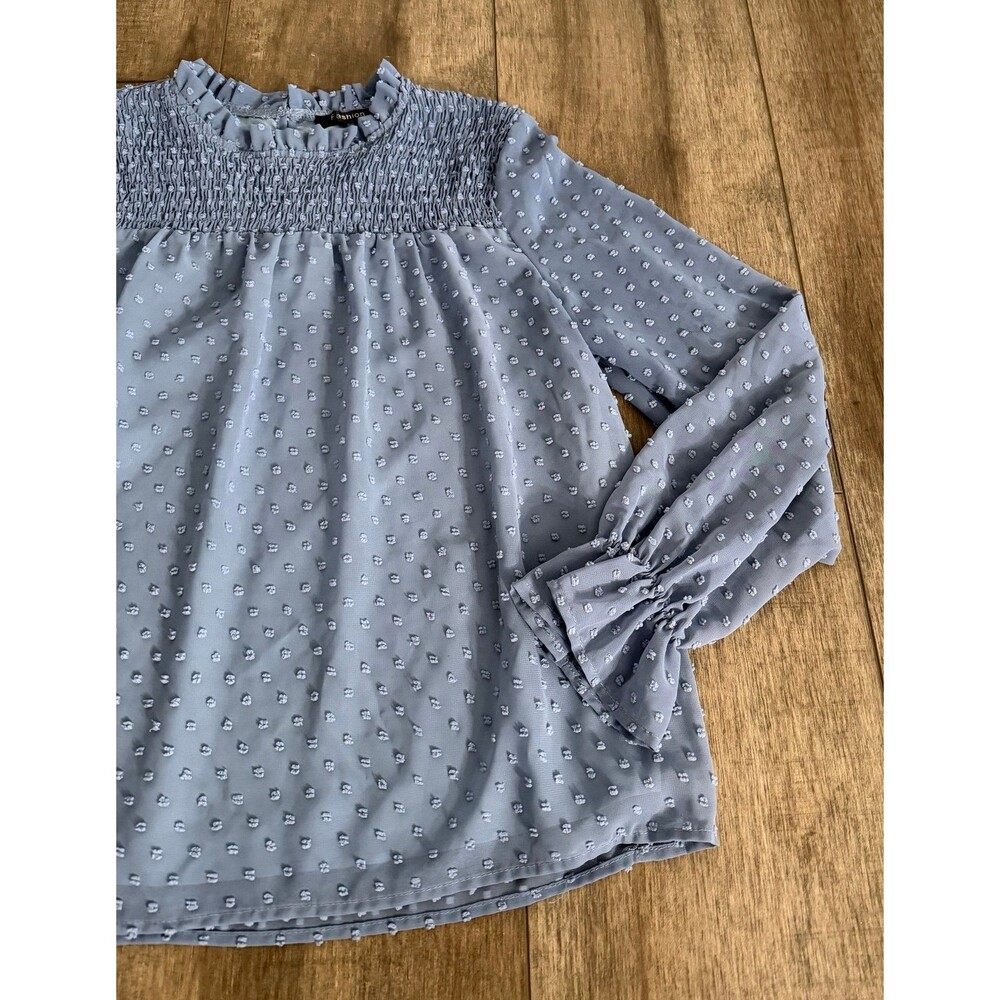Swiss Dot Mock Neck Blouse Size Small